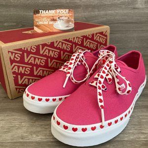 Vans Authentic Heart Foxing Pink Red White Women's New With Box NWB
